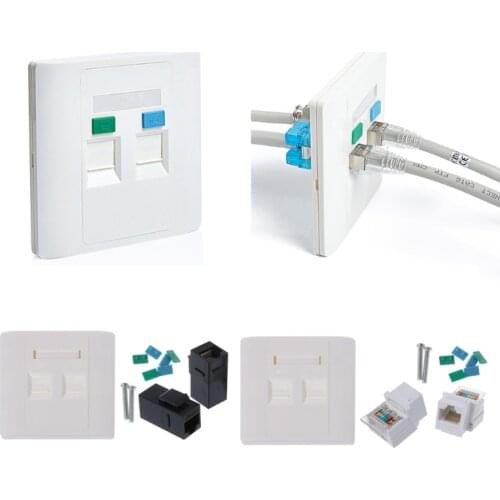 Network Tool kit 2 Ports CAT6 RJ45 Network Wall Plate With Female to Female Connector O28 19 Dropship
