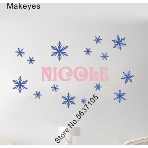 Makeyes Snowflakes Wall Decals Custom Baby Names Art Design Wall Sticker WInter Baby Personalized Name Wallpaper Bedroom Q948