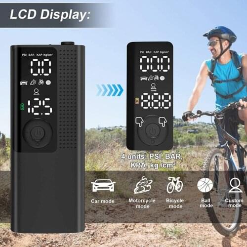 Car Electrical Air Pump Mini LCD Display Wireless Tire Inflatable Portable 120PSI Air Compressor Pump&TPMS Motor Bicycle Ball