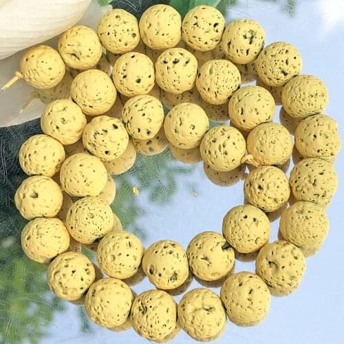 Natural Volcanic Rock Yellow Lava Hematite Stone Bead Round Loose Spacer Beads For Jewelry Making DIY Women Bracelet 4 6 8 10mm