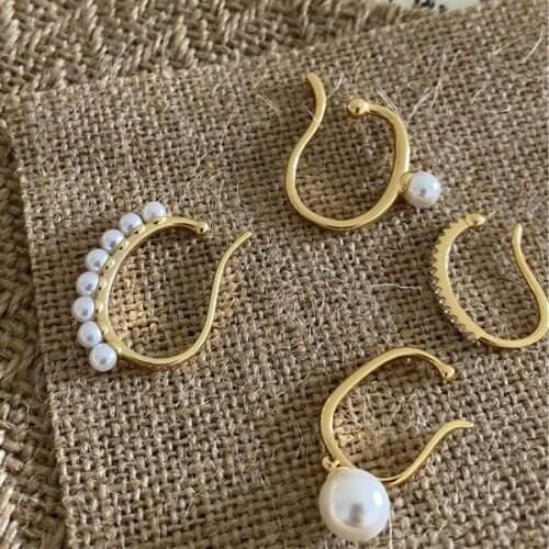 Non Piercing Clip Earrings For Women Fashion Jewelry Metal Gold Pearl Zircon Beads Ear Clip Withou Pierced Charms Jewelry Gift