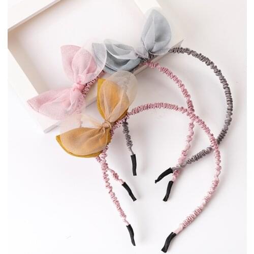 Cute mesh bow headband Double Layer Rabbit Ears hair band Girls Headwear Korean version of non-slip headband hair accessories