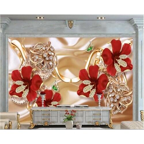 Beibehang Childrens room wallpaper 3d rich diamond flower wallpaper living room TV background wall papers home decor Vinyl wall