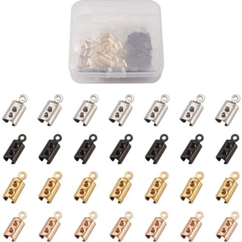 Stainless Steel Fold Over Crimp Cord Ends Leather Clip Tip Fasteners Clasp Mixed Color 10x4mm Jewelry Connector DIY Making