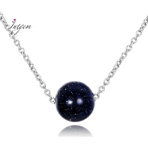 S925 Sterling Silver Necklace Pendant Natural Blue Sand Round Pendant Necklace Korean Style Party Valentines Day Gifts Jewelry