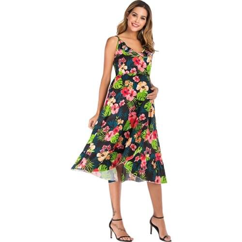 Explosive Printed Sling Dress New Maternity Color Dress Sexy Beach One Piece For Pregnant Women Summer Playsuits Hot Sale
