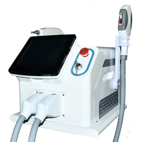 Portable 2 IN 1 IPL OPT SHR Laser Hair Removal Q Switched ND YAG Laser Tattoo Removal Machine With 2 Handles