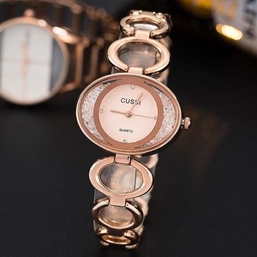 CUSSI 2019 Luxury Brand Women Watches Rose Gold Oval Ladies Bracelet Watch Fashion Women Quartz Wristwatch Reloj Mujer Clock