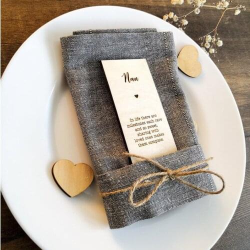 Nan Grandad Wedding Custom Place Cards,Wedding Gift For Guests,Wooden Place Card,Rustic Wedding Decor,Wedding Decor, Napkin Ring
