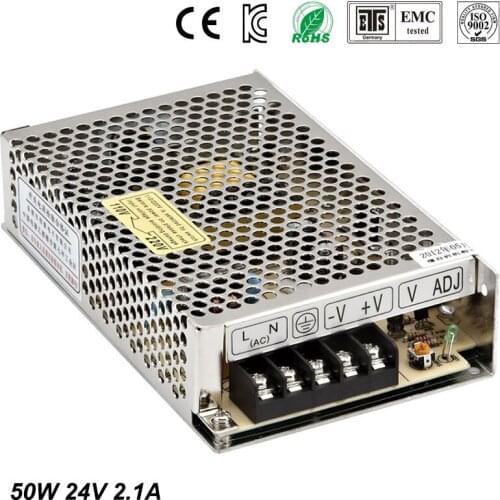 Best quality 24V 2.1A 50W Switching Power Supply Driver for LED Strip AC 100-240V Input to DC 24V free shipping