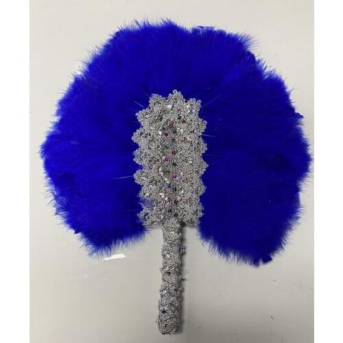 Feather Hand Fan Handmade Luxurious African Sequins Lace Feather Fans for Wedding Party Gift Dropshipping Top Wedding Decoration