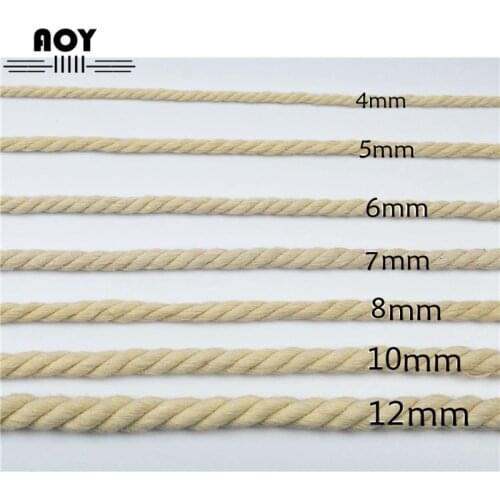 Beige Cotton Rope 100% Thick Cotton Natural Cords Hemp for Bag Strap Home Decor Accessories DIY Handmade Rope Craft