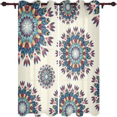 French Window Curtains Mandala Pattern Boho Style Living Dining Room Kids Bedroom Modern Luxury Home Decor Curtains