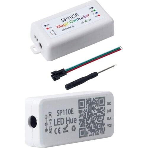 2 Pcs Bluetooth Controller: 1 Pcs SP105E Wireless Bluetooth Controller APP WS2811 WS2812B WS2801 SK6812 & 1 Pcs WS2812B SK6812RG