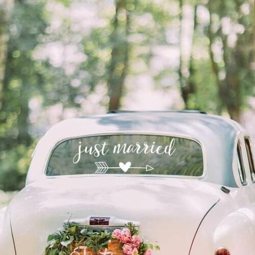2 Pcs Just Married Vinyl Wall Stickers Rustic Fashion Wedding Car Decor Removable Arrow Sign Art Mural Wedding Decoration ZW440