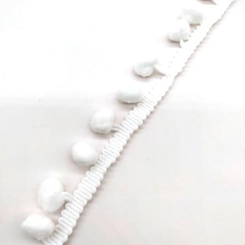 2 Yards White Pom Pom Trim Ball 20MM MINI Pearl Pompom Fringe Ribbon Sewing Lace Kintted Fabric Handmade DIY Craft Accessorie