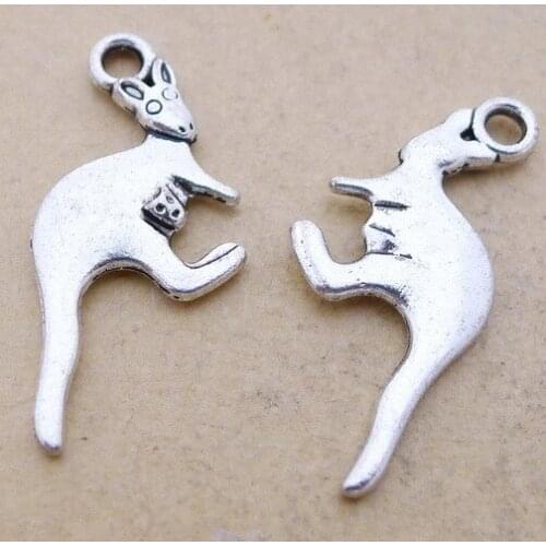 20 pieces/lot 26*12mm Antique silver color Metal alloy Kangaroo Charm Pendant Bracelet Key chain DIY handmade accessory jewelry