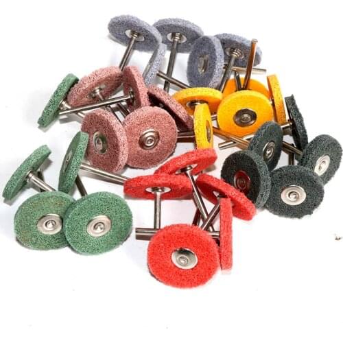 20pc Nylon Fibre Abrasive Point T-shaped Non-woven Polishing Gridning Head 3mm/2.35mm Shank for Dremel Rotay tools