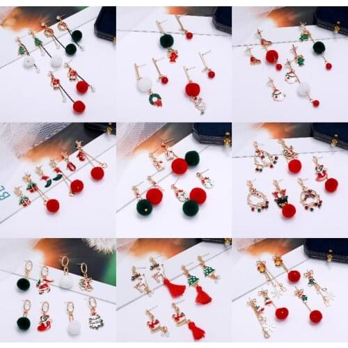 2021 Fashion Christmas Earrings Bell Snowflake Tree Elk Sleigh Elderly Boots Moon Box Tassel Ear Studs Jewelry Gifts for Friends