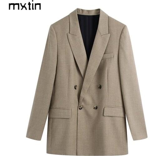 2021 Women Fashion Double Breasted Solid Blazers and Jackets Autumn Work Office Lady Suit Business Female Blazer Coat Talever