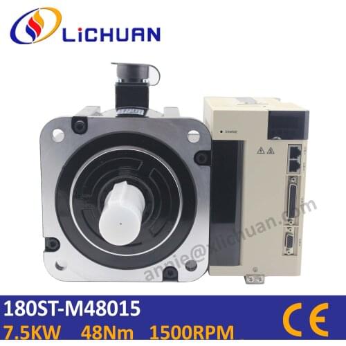 Lichuan 3Phase AC380V servo motor 7.5KW Flange180 48Nm ac servo motor with driver kit 1500rpm 180ST-M48015 7.5KW servo motor