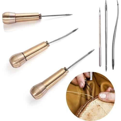 4PCS/Set Canvas Leather Sewing Shoes Repair Tool Awl Hand Stitching Taper Leathercraft Needle Tool Kit Leather Sewing Craft
