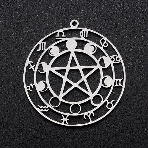 5pcs/lot 100% Stainless Steel Zodiac Compass Charm Pendant Wholesale Top Quality Jewelry Bracelet Making Never Fade
