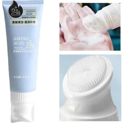 Amino Acid Facial Cleanser With Brush Head Foaming Cleansing Blackhead Dirt Wash Massage Face Moisturizing Mild Skin Care Unisex