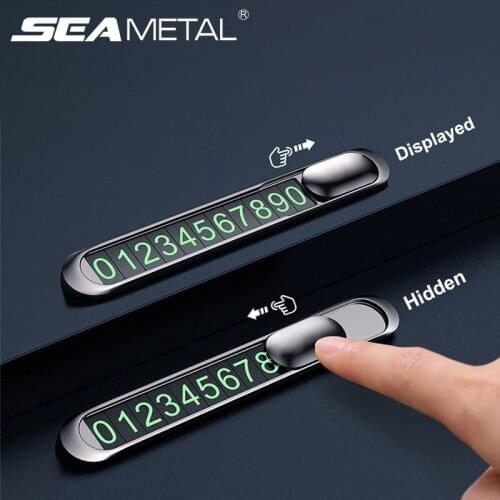 Car Temporary Parking Card Auto Phone Number Card Plate Telephone Number Alloy Car Park Stop Slide to Hide Automobile Accessori