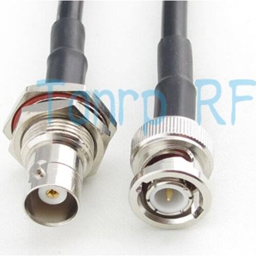 Free Shipping! RF connector Pigtail coaxial jumper cable 200CM RG58 extension cable 6FEET BNC male to BNC female nut bulkhead