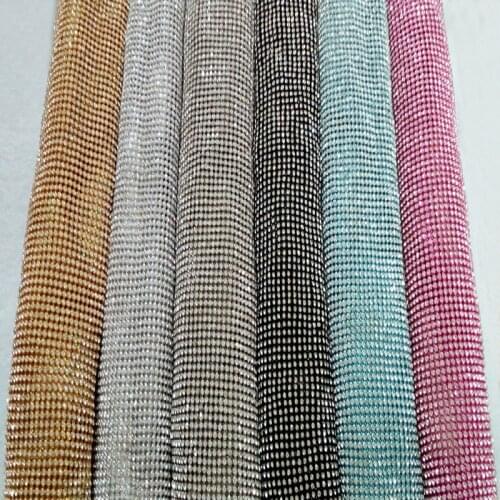 6 Metal Colors 45x120cm Glitter Clear Rhinestone Metal Mesh Fabric Metallic cloth Metal Sequin Sequined Fabric Home Decoration