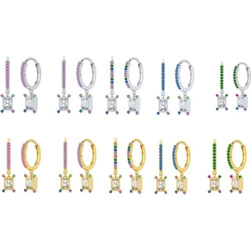 BOAKO 925 Sterling Silver Earrings For Women Pendiente Plata Colored CZ Piercing Hoop Earring New Design Luxury Jewelry Gifts