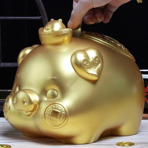 Golden Pig Piggy Bank Secret Kids Saving Ceramic Hidden Safe Secret Coin Money Box Paper Money Tirelire Enfant Home Decor 50