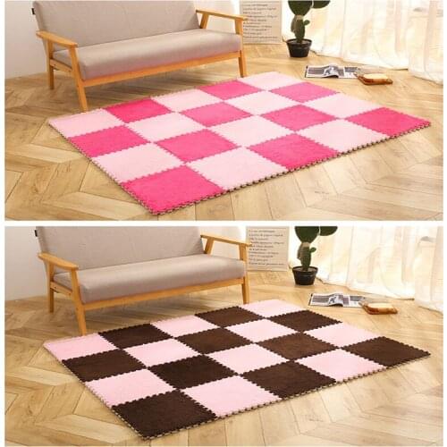 12pcs 26cm*26cm Baby Play mat Floor Puzzle Mat soft Shaggy suede Childrens Rug Interlocking Exercise Crawl Floor Puzzle carpet