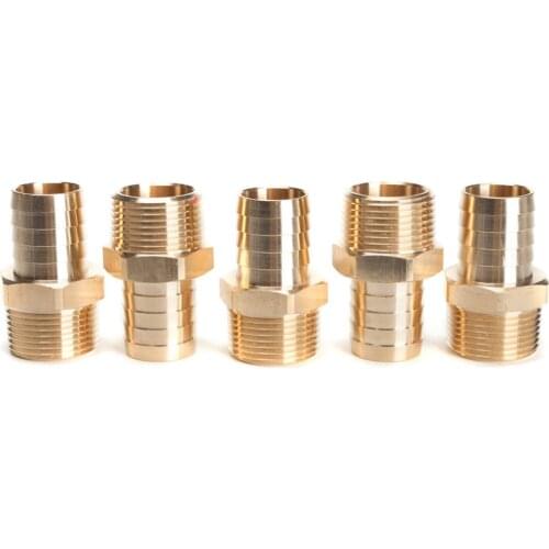 The Brass Fitting Connector 1" Hose Barb x 1" NPT Male Fuel Air