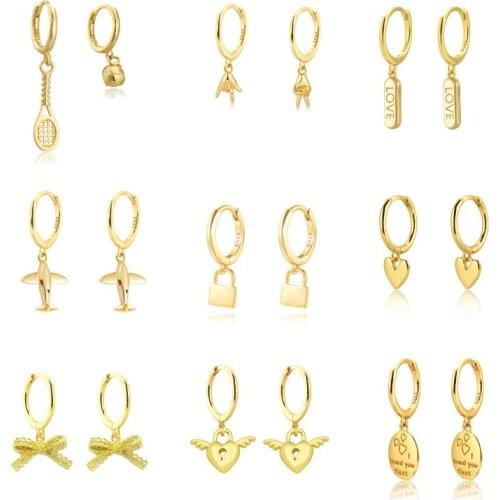 New Special Asymmetry Tennis Racket and Tennis Pendants Drop Earring Ohrringe Piercing Pendiente Hoop Earring for Women Brincos