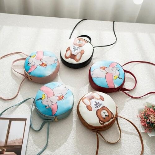 Disney cartoon Dumbo female fashion hit color small round bag wild one-shoulder mobile phone bag mini messenger coin bag