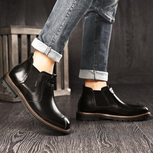 XEK High Quality Genuine Leather Men Boots Winter Waterproof Ankle Boots Riding Boots Outdoor Working Snow Boots YYJ164