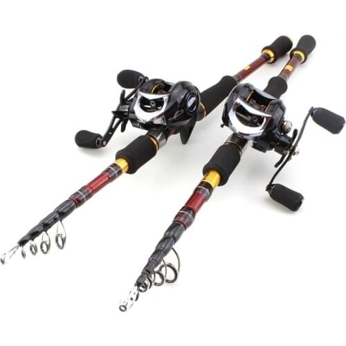 NEW 1.8M 2.1M 2.4M 2.7M Red lure Casting Rod and Casting Reels Set carbon lure fishing pole telescopic Trout rod lure