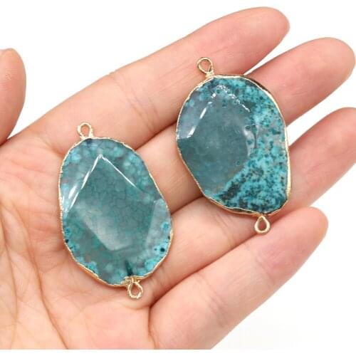 Natural Stone Connector Irregular Egg-Shaped Exquisite Dragon Stripe Agates For Jewelry Making DIY Necklace Bracelet Accessory