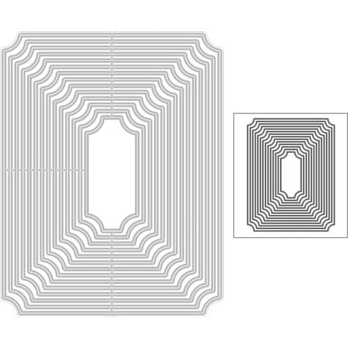 2020 New Hot Rectangle Nesting Background Layered Metal Cutting Dies Stencils and For Scrapbooking Foil Cut Crafts No Stamps