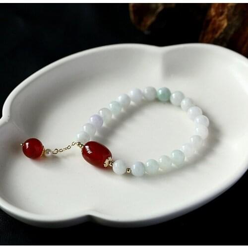 2020 New High-End Natural A Goods Jade Bracelet Hanging Agate Tassel 14K Gold Fittings Female Valentines Day Gift Bracelet