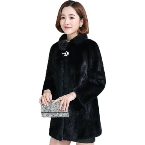 New Fashion Winter Clothing 2018 High Imiation Minks Fur Coat Long Furry Coats Stand Collar Women Faux Fur Coat