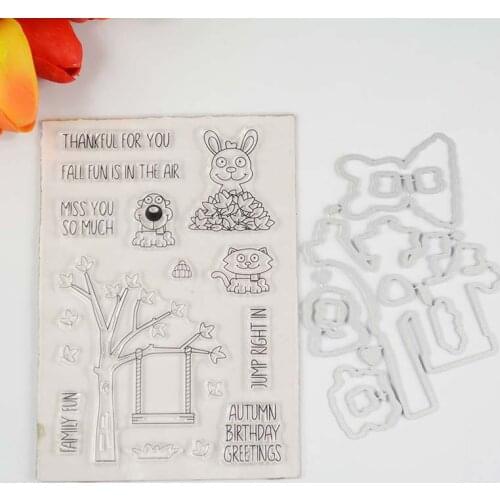 Autumn birthday greeting Transparent clear stamp/coordinating die for DIY Scrapbooking/Card Making/Kids Fun Decoration Supplies