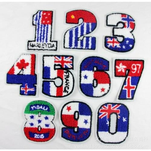 USA Flag Number Towel Embroidery Patches for Clothing Sew on Clothes Appliques Badge Stripe Sticker Diy Jeans Jacket Garment