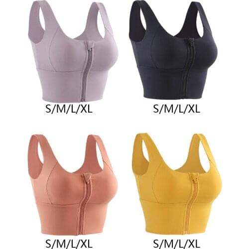 Ladies Girls Support Sports Bra for Women Running Workout Bra Zipper Front Racerback Padded Sports Bra