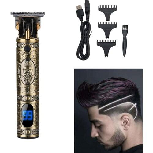 Professional Hair Hairdressing Usb Rechargeable Electric Hair Clippers T-Blade Hair Trimmer LCD Display Hairdressing Set