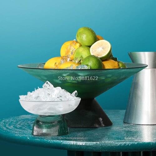 Nordic Glass Fruit Plate Decoration Modern Minimalist Home Living Room Dining Table Luxury Round Candy Snack Dried Fruit Plate