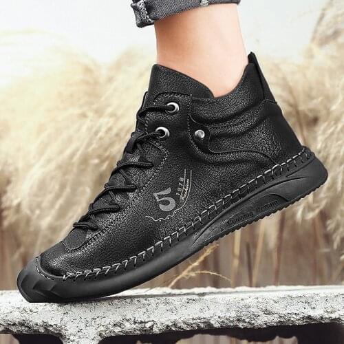 High Quality Leather Casual Shoes Fashion Men Shoes Handmade Vintage Loafers Flats Hot Sale Moccasins Big Size 39-48 Sneakers