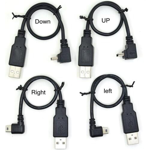Left Right Up Down Angled 90 270 degree 5pin Mini USB to USB Data Charge Cable 20cm short Mini-USB angle cord Cables multi-angle
